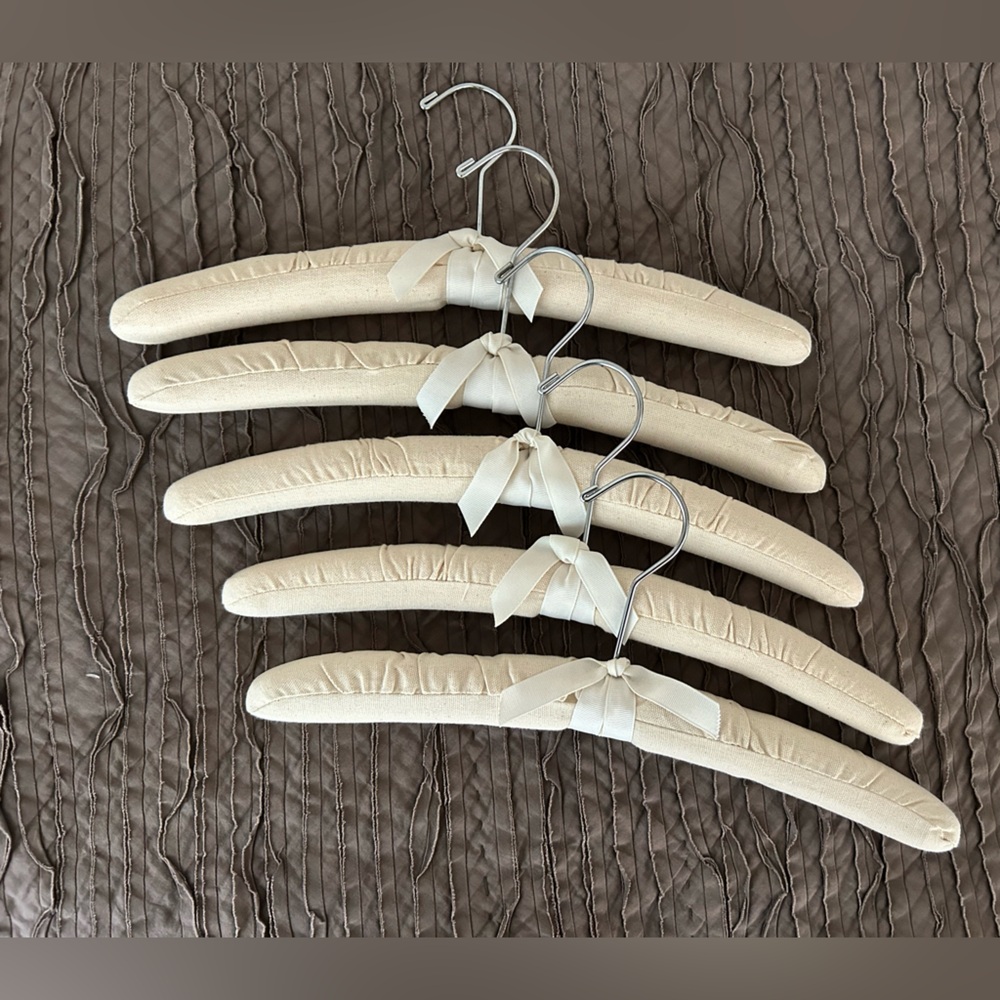 Cream Linen Padded Hangers Set of 5